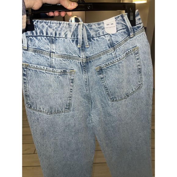 Good American  90s Duster High Rise Cropped Straight Leg Jean 0/24 Indigo101 - Picture 8 of 8